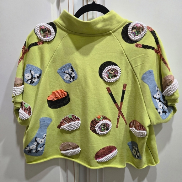 QUEEN OF SPARKLES lime green sushi top in lime green Medium - Picture 4 of 4